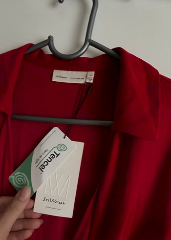 Bordo Drapeli Uzun Kollu Midi Elbise - Görsel 3