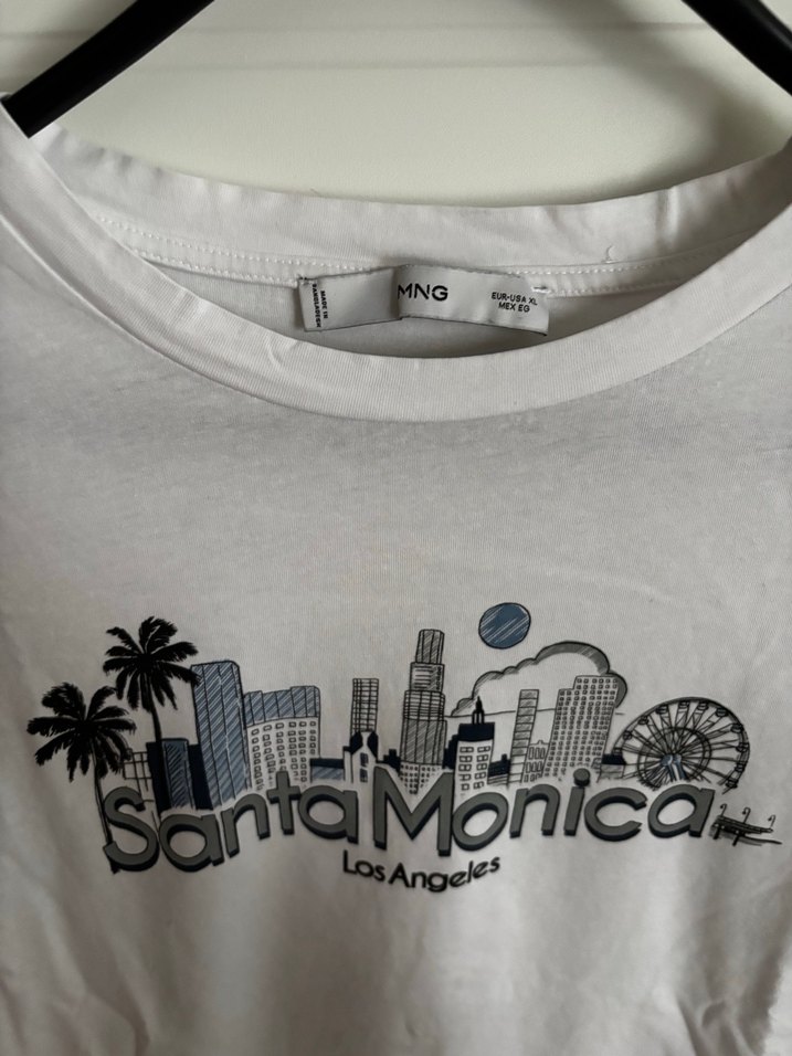 Beyaz Santa Monica Baskılı Kısa Kollu Tişört - Görsel 2