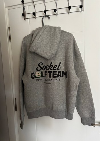 Pull and Bear Gri Kapüşonlu Fermuarlı Kadın Sweatshirt