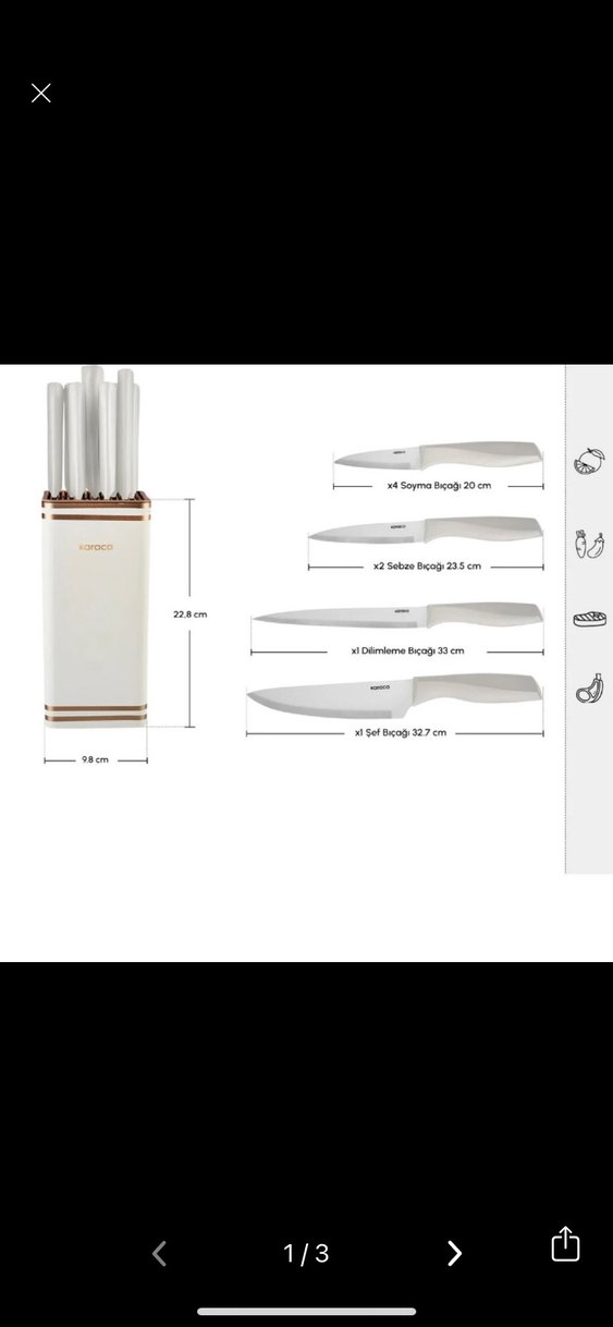 Karaca Beyaz Bıçak Seti ve Standı - Görsel 3