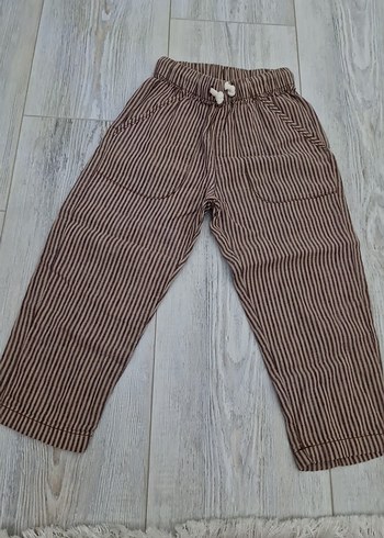Zara Erkek Çocuk Çizgili Kahverengi Rahat Pantolon