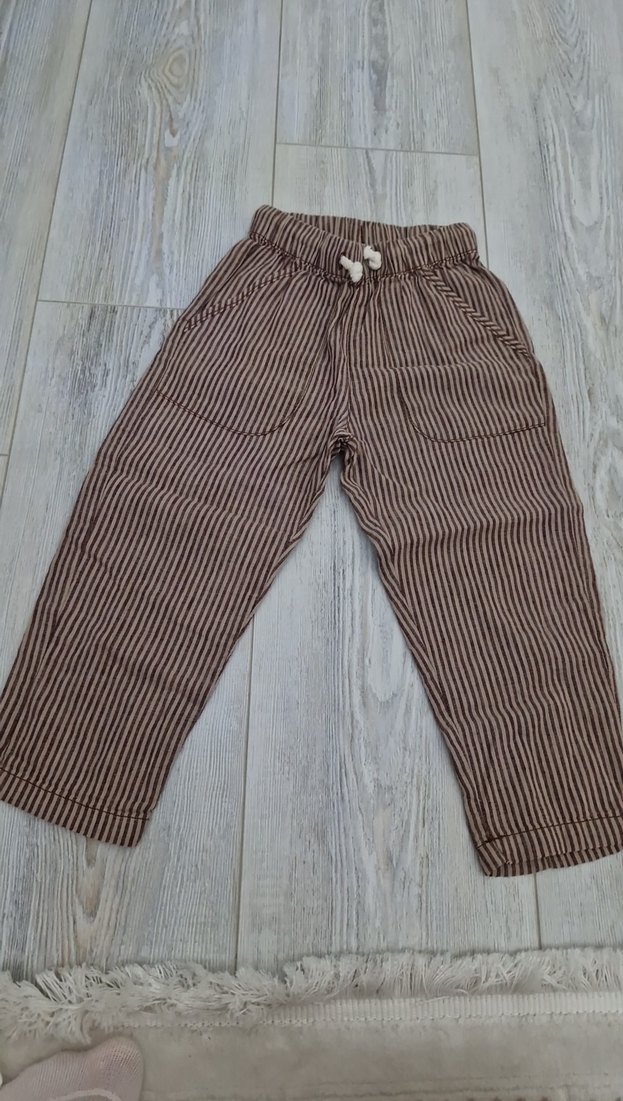 Erkek Çocuk Çizgili Kahverengi Rahat Pantolon - Görsel 2