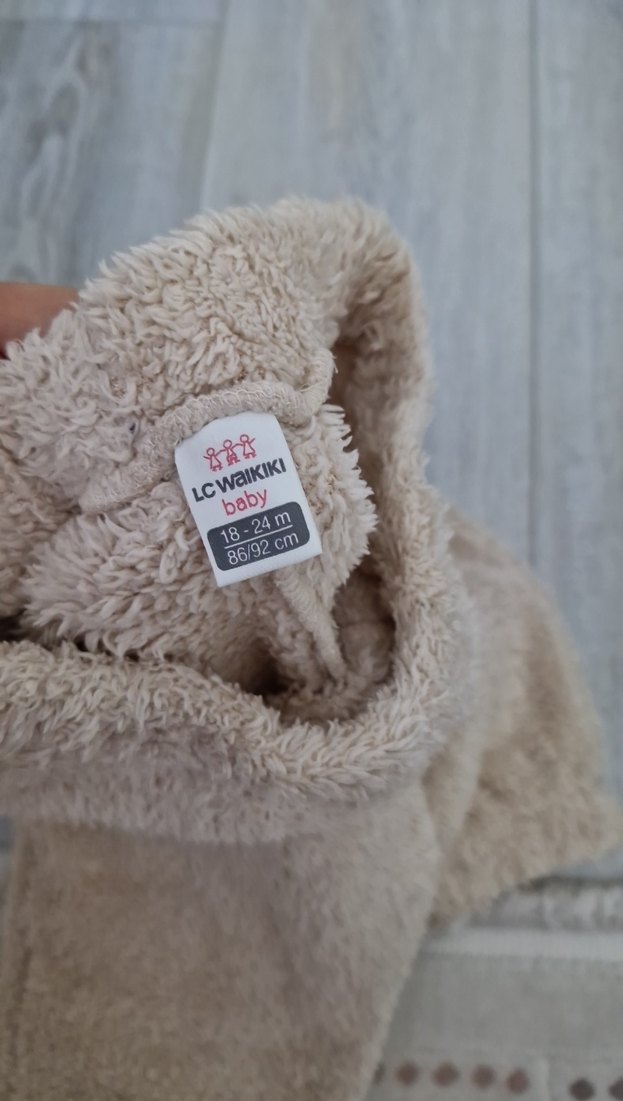 Bej Tüylü Bol Kesim Pantolon eşofman - Görsel 3