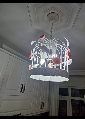 Çiçek Detaylı Beyaz avize - Görsel 7