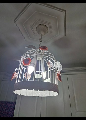 Çiçek Detaylı Beyaz avize - Görsel 6