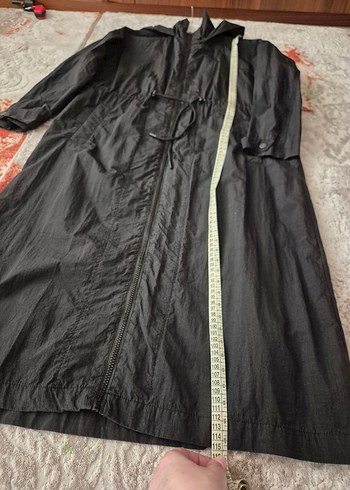 Siyah Uzun Fermuarlı Kadın Yağmurluk trençkot - Görsel 10