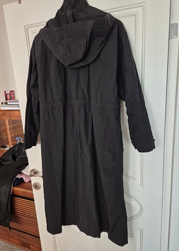 Siyah Uzun Fermuarlı Kadın Yağmurluk trençkot - Görsel 9