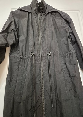 Siyah Uzun Fermuarlı Kadın Yağmurluk trençkot - Görsel 6