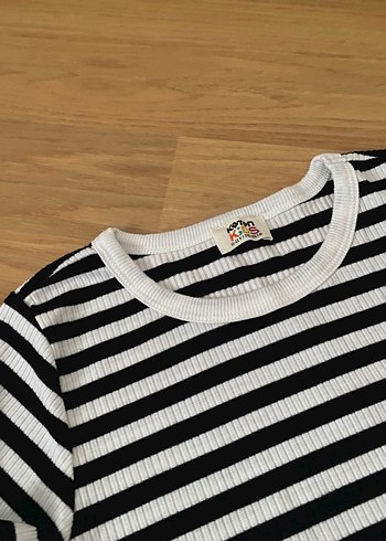 Çizgili Pamuklu Koton tshirt - Görsel 6