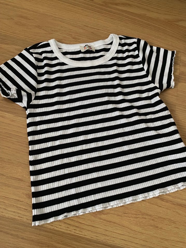 Çizgili Pamuklu Koton tshirt - Görsel 2