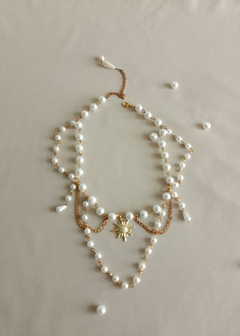 İnci altın rengi vintage Kolye