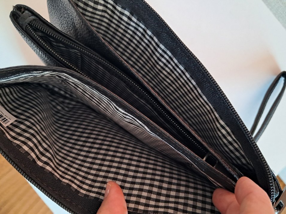 Fermuarlı Siyah Deri Kadın Portföy Çanta - Görsel 2