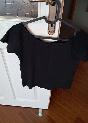 Siyah Mini Kısa Kollu Kadın Bluz - Görsel 2