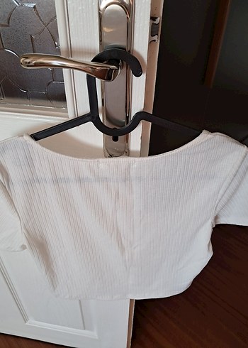 Beyaz Kadın Kısa Crop Top - Görsel 3