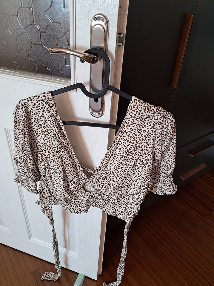 Leopar Desenli V Yaka Kadın Bluz - Görsel 5