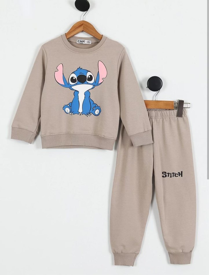 Kız Çocuk Pembe Nakışlı Rahat Eşofman Takımı - Görsel 4