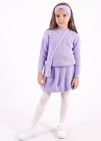 2-5 Yaş Kız Selanik Örgülü Triko Takım - Görsel 3