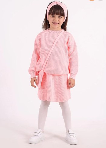 2-5 Yaş Kız Selanik Örgülü Triko Takım - Görsel 2