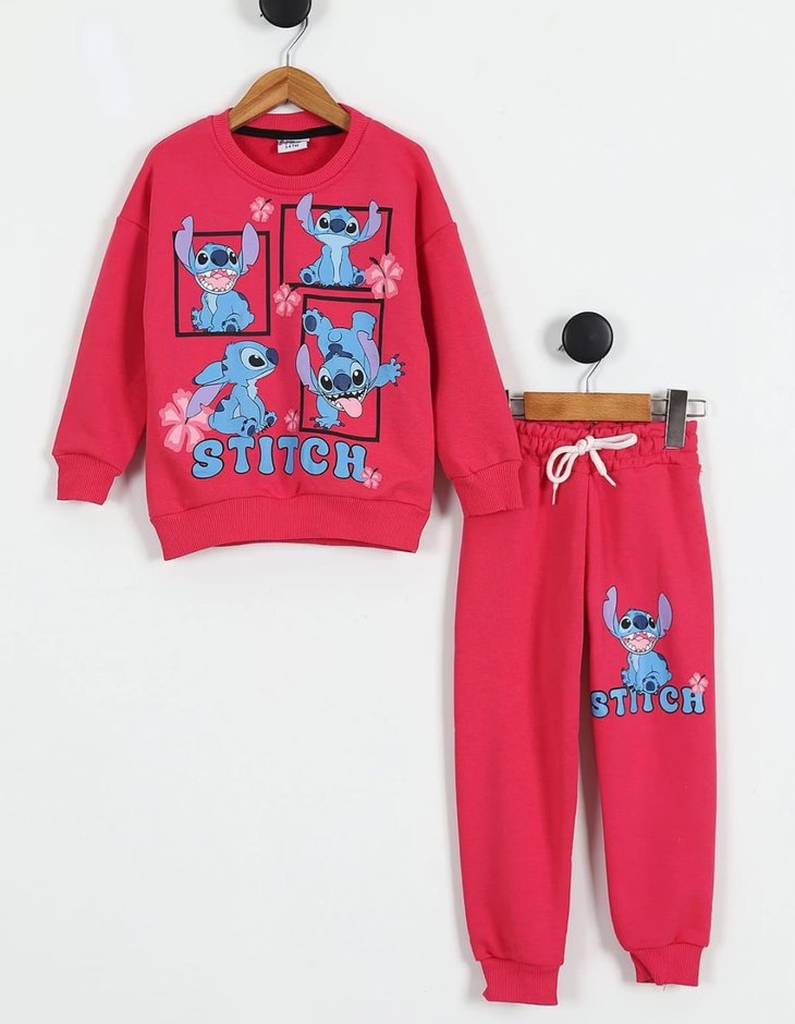 Pembe Baskılı Uzun Kollu Bebek Kız Takımı - Görsel 2