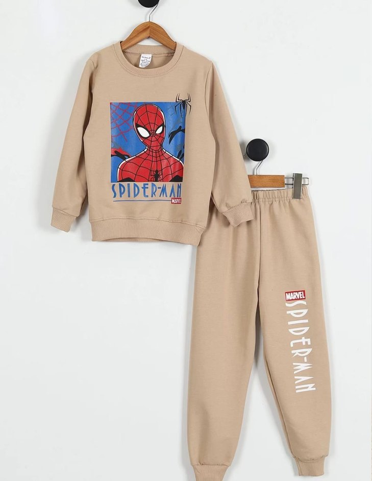 Gri Örme Örümcek Adam Baskılı Erkek Eşofman Takımı - Görsel 3