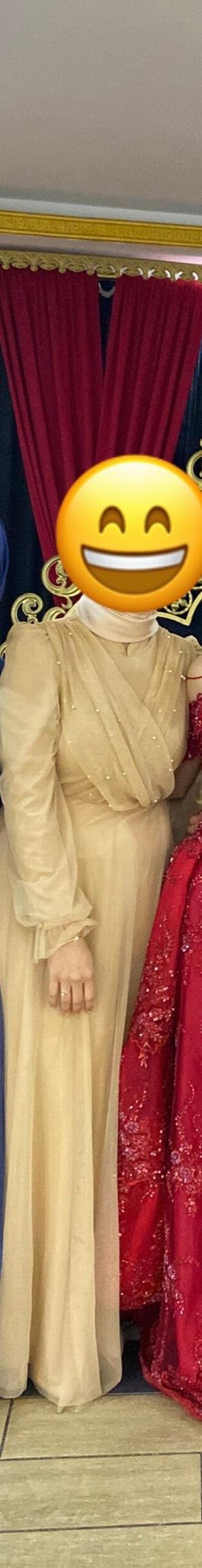 Şeffaf Camel Uzun Elbise - Görsel 2