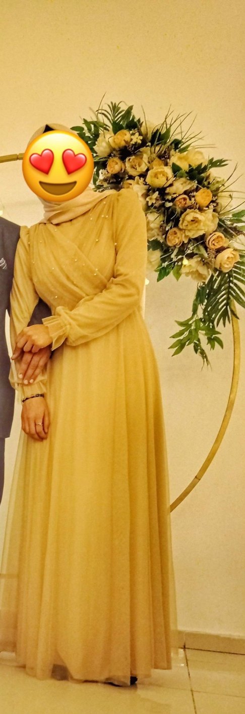 Şeffaf Camel Uzun Elbise - Görsel 3