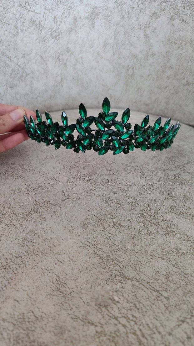 GELİN NİŞAN KINA SÖZ YEŞİL TAŞLI TAÇ - Görsel 4