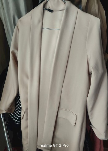Bej Uzun Kollu Kadın Blazer Ceket