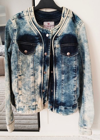 Düğmeli Tie-Dye Kadın Kot Ceket