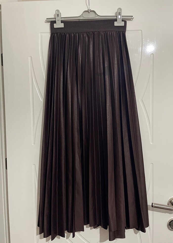 Kahve pileli etek - Görsel 2