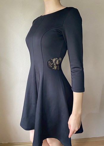 Kadın Siyah Midi Fırfırlı Elbise - Görsel 2