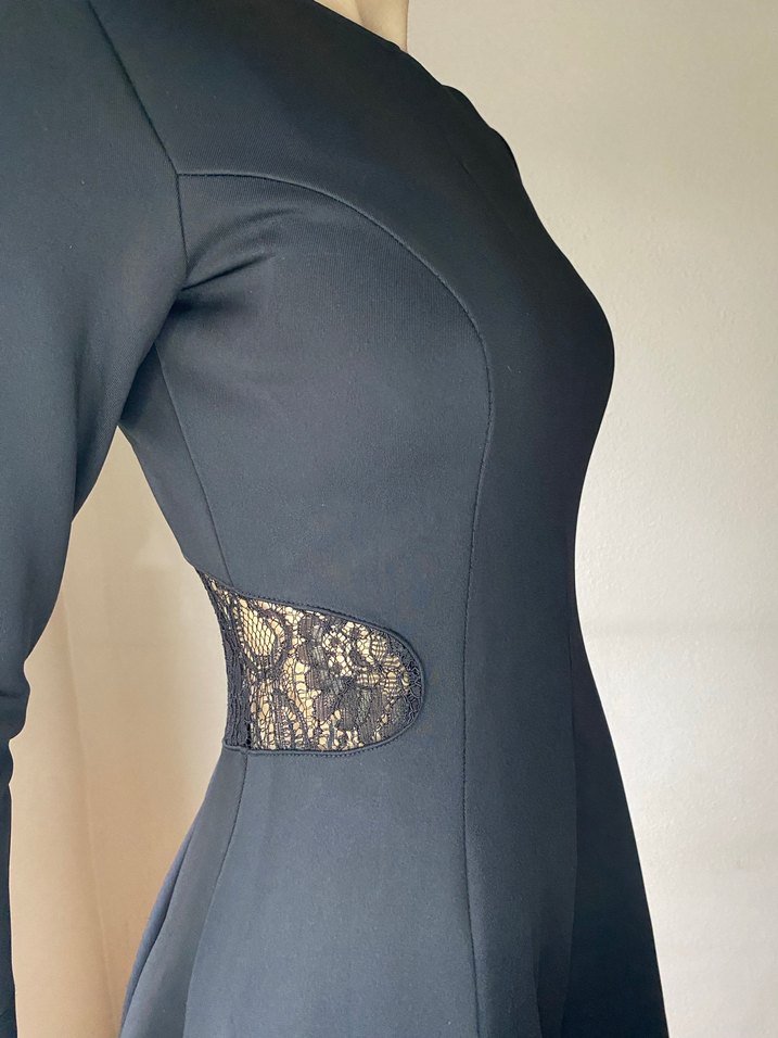 Kadın Siyah Midi Fırfırlı Elbise - Görsel 4