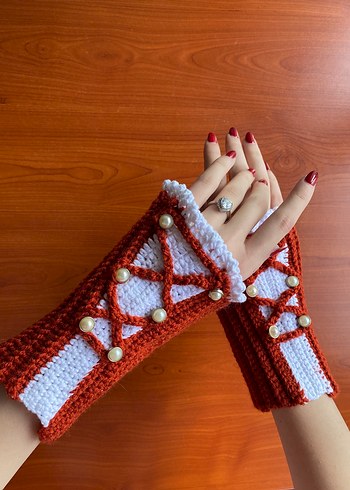 Renkli Bohem Örgü Kadın Eldiveni - Görsel 3