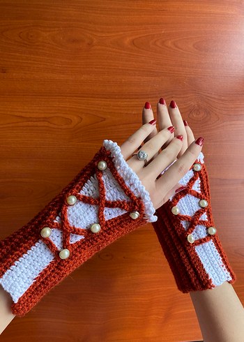 Renkli Bohem Örgü Kadın Eldiveni - Görsel 2