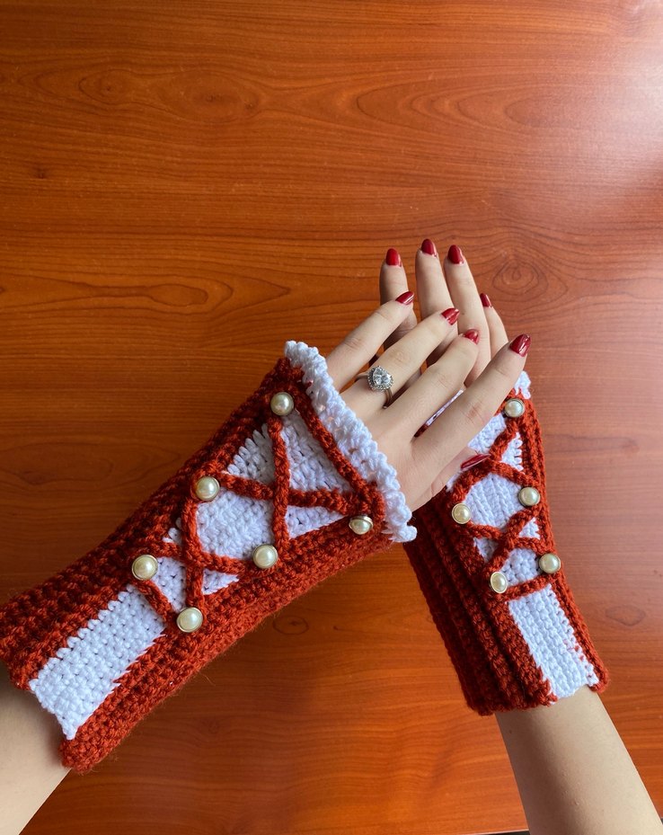 Renkli Bohem Örgü Kadın Eldiveni - Görsel 2