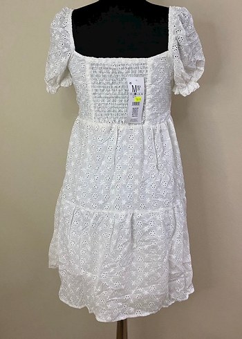 Kadın Beyaz Nakışlı Bohem Midi Elbise - Görsel 3