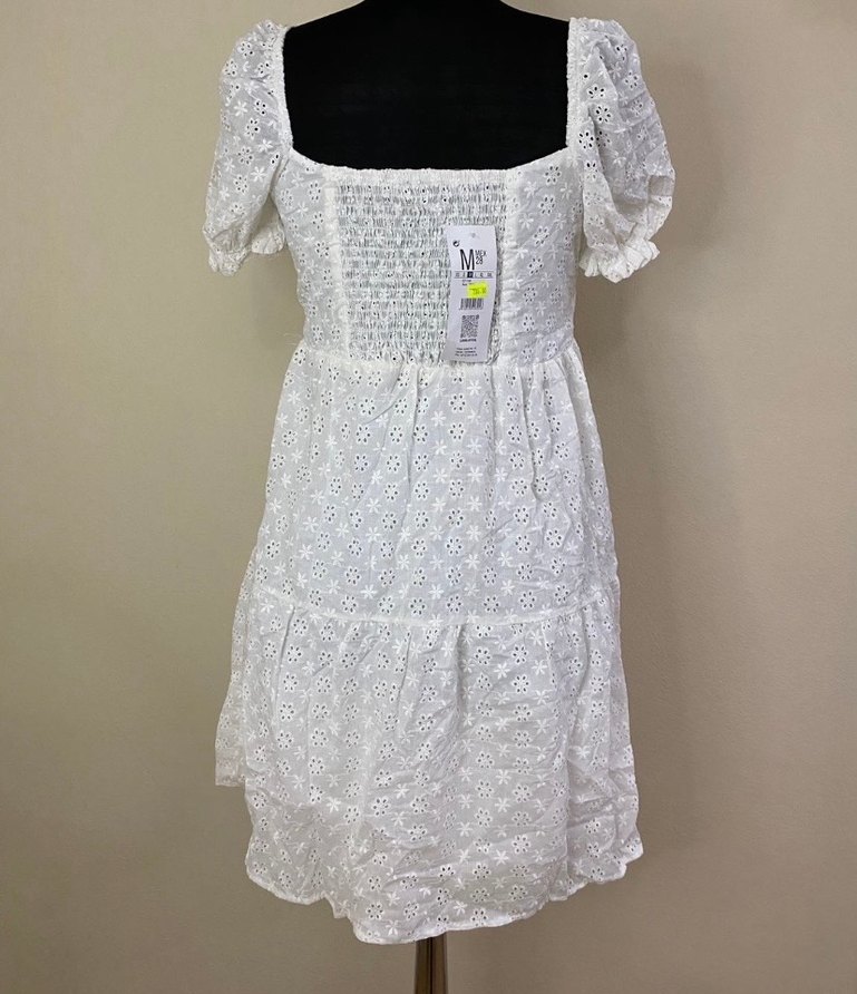 Kadın Beyaz Nakışlı Bohem Midi Elbise - Görsel 3