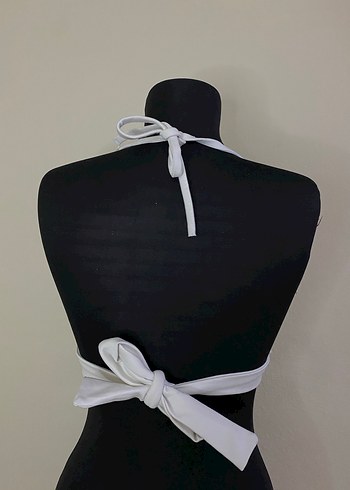 Beyaz V Yakalı Kürk Detaylı Mini Büstiyer - Görsel 4