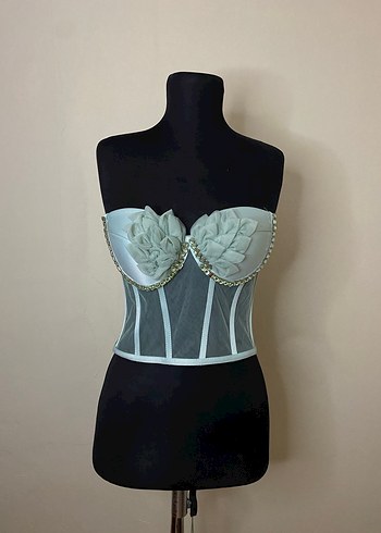 İşlemeli Mini Straplez Büstiyer - Görsel 2