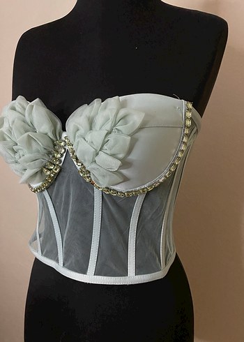 İşlemeli Mini Straplez Büstiyer - Görsel 5