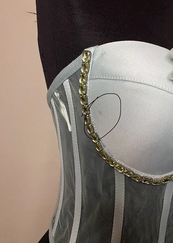 İşlemeli Mini Straplez Büstiyer - Görsel 8