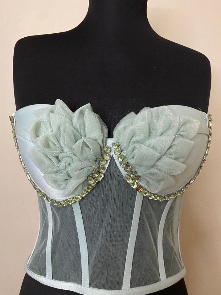 İşlemeli Mini Straplez Büstiyer - Görsel 4