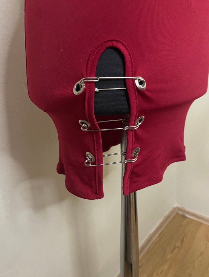 Kırmızı Gotik Mini Elbise - Görsel 3