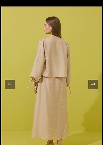 Clara Britt Dugmeli Nervurlu Modal Takım - camel
