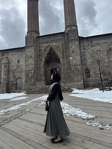 40 Beden Jile Elbise Yeşil