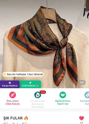 Kahverengi İpek Görünümlü Fular