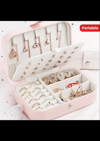 Pastel Pembe Taşınabilir Makyaj ve Takı Kutusu