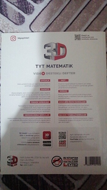 Tyt matematik video destekli defter soru bankası 3d