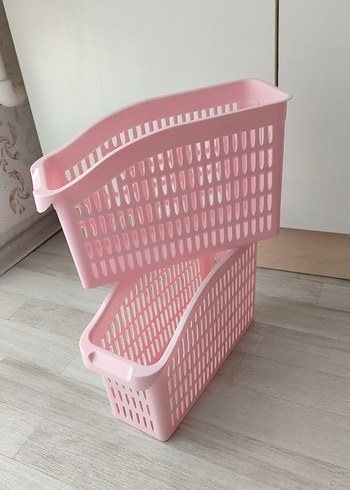 Beden Pastel Pembe Dolap Düzenleyici Sepet