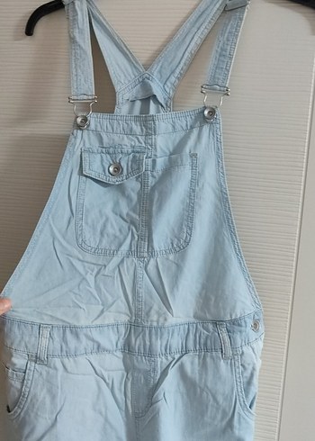 Kadın Mavi Denim Askılı Tulum hamilelik - Görsel 2